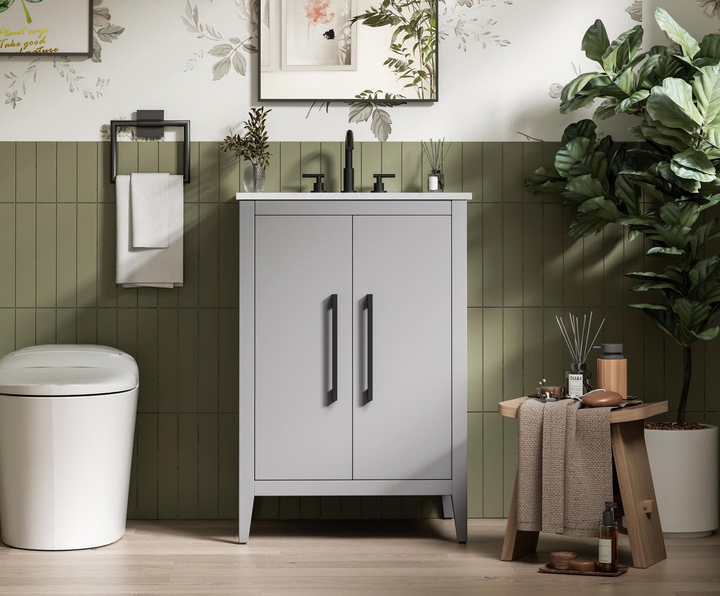 24 Inch Single Bathroom Vanity In Grey