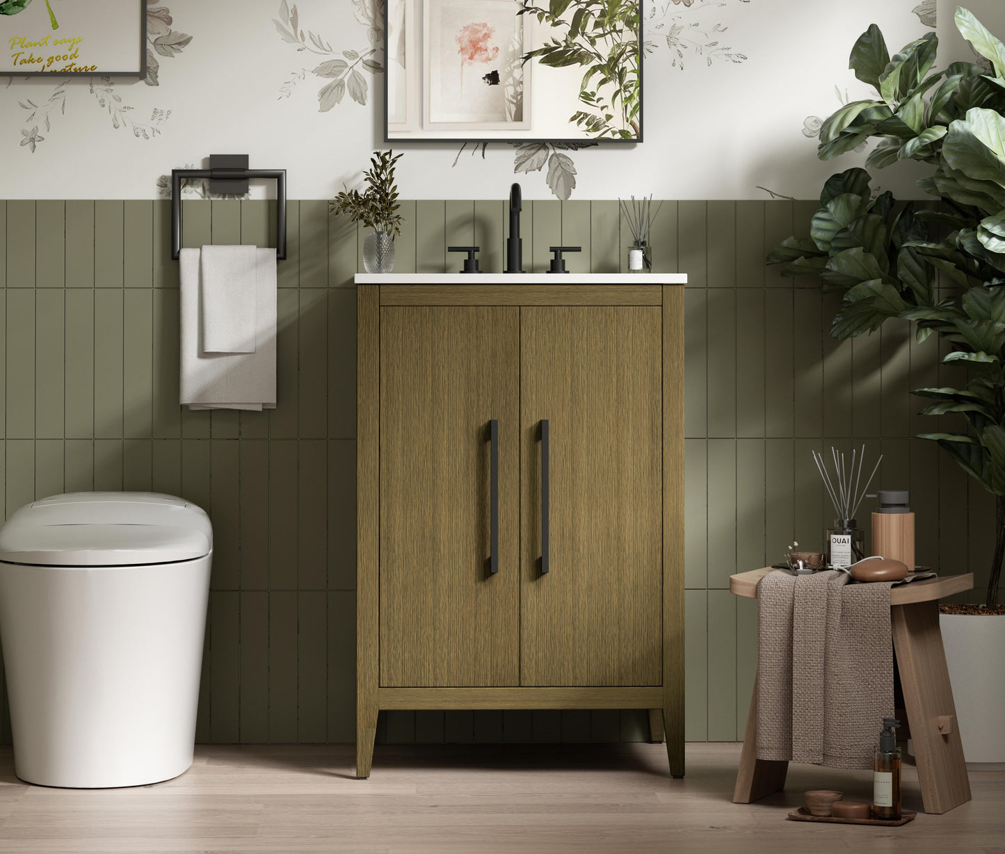 24 Inch Single Bathroom Vanity In Chestnut Brown