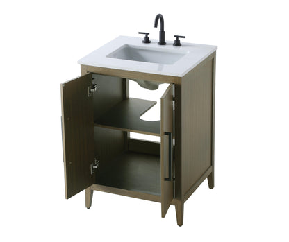 24 Inch Single Bathroom Vanity In Chestnut Brown