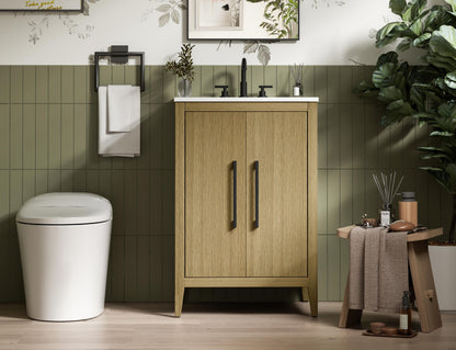 24 Inch Single Bathroom Vanity In  Honey Brown