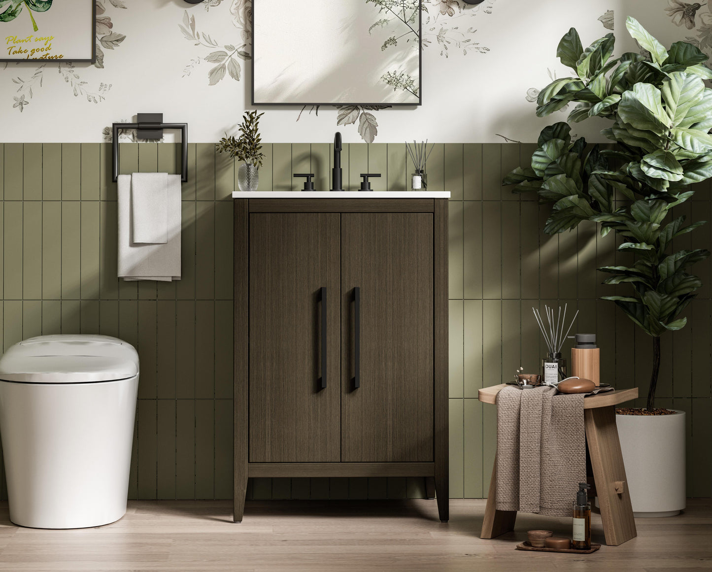 24 Inch Single Bathroom Vanity In Mocha Brown