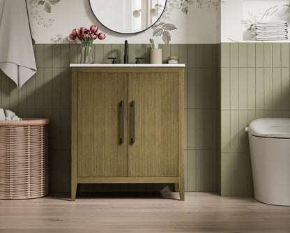 30 Inch Single Bathroom Vanity In Chestnut Brown