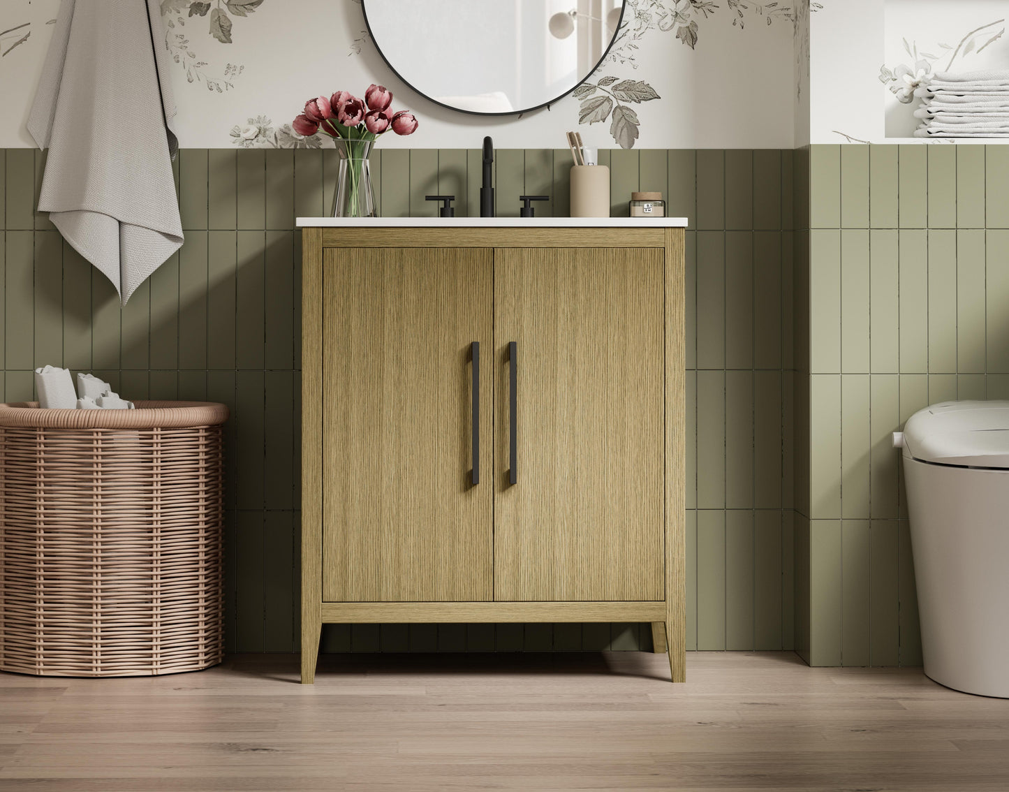 30 Inch Single Bathroom Vanity In  Honey Brown