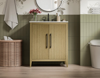 30 Inch Single Bathroom Vanity In  Honey Brown