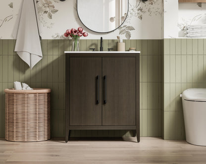 30 Inch Single Bathroom Vanity In Mocha Brown