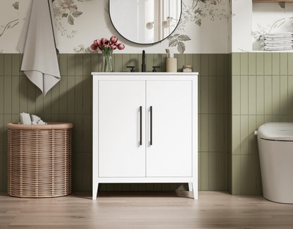 30 Inch Single Bathroom Vanity In White