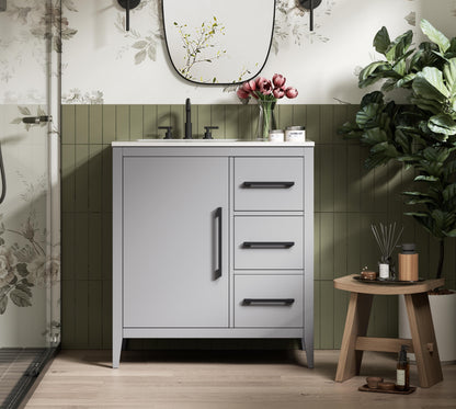 32 Inch Single Bathroom Vanity In Grey