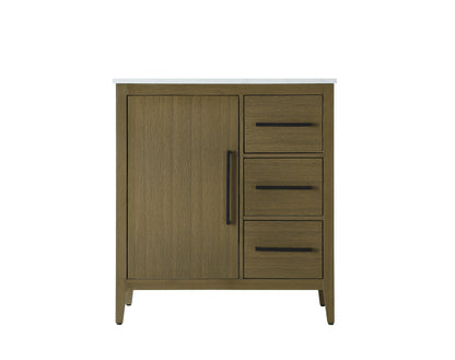 32 Inch Single Bathroom Vanity In Chestnut Brown