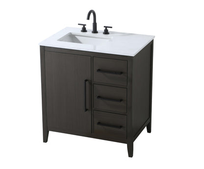 32 Inch Single Bathroom Vanity In Mocha Brown