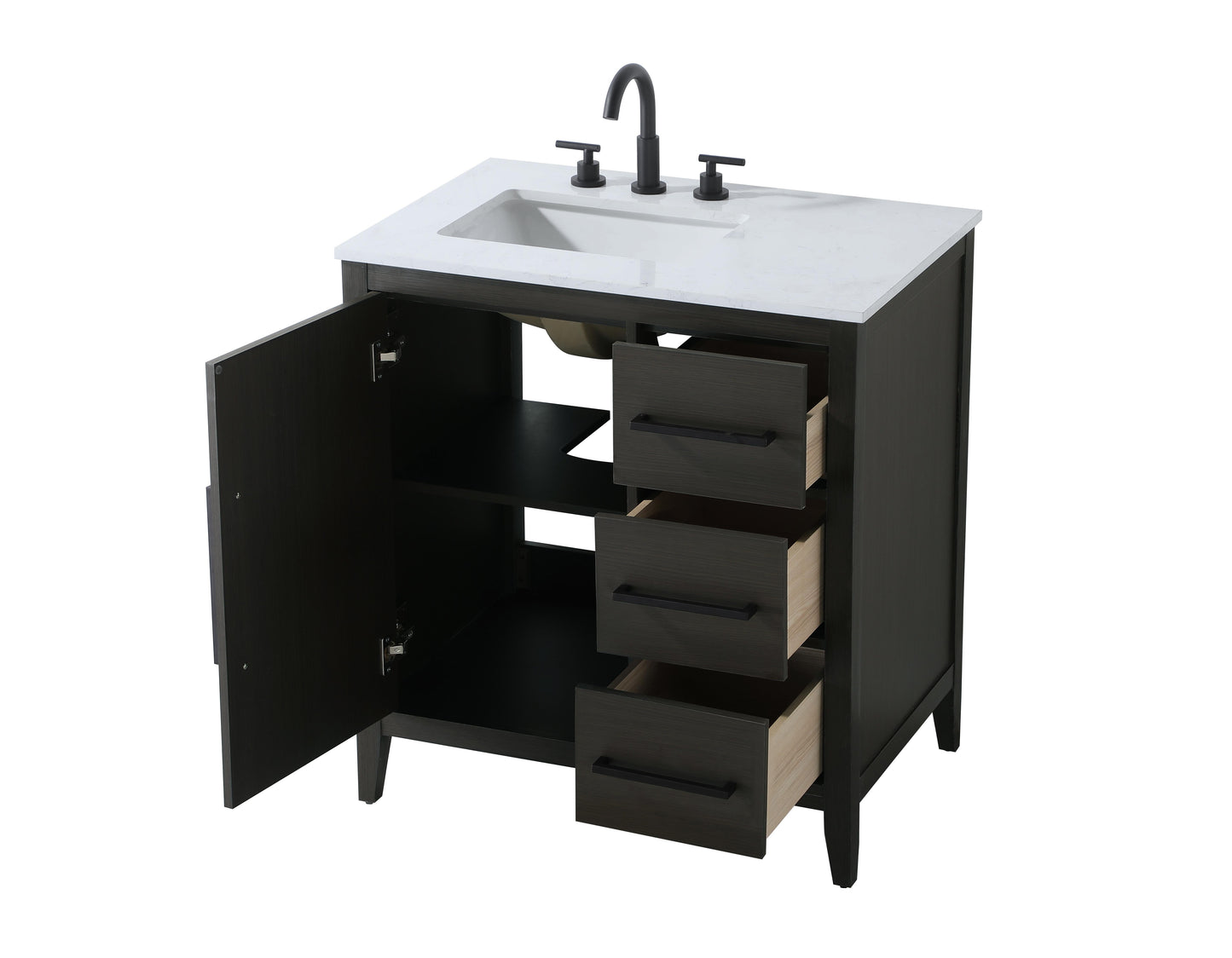 32 Inch Single Bathroom Vanity In Mocha Brown