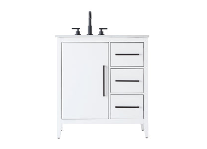 32 Inch Single Bathroom Vanity In White