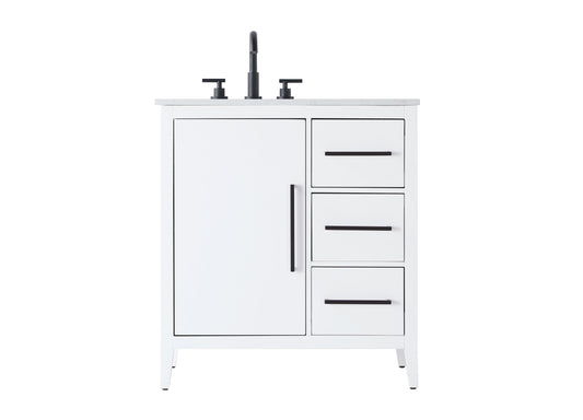 32 Inch Single Bathroom Vanity In White