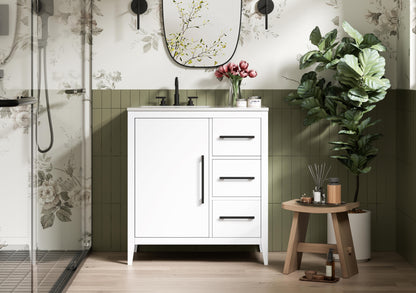 32 Inch Single Bathroom Vanity In White