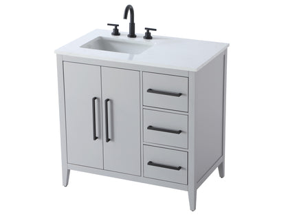 36 Inch Single Bathroom Vanity In Grey