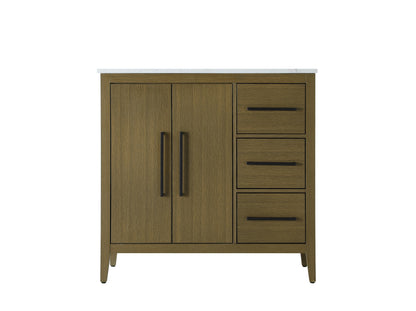 36 Inch Single Bathroom Vanity In Chestnut Brown