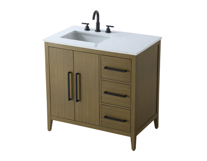 36 Inch Single Bathroom Vanity In Chestnut Brown