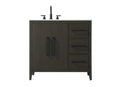 36 Inch Single Bathroom Vanity In Mocha Brown