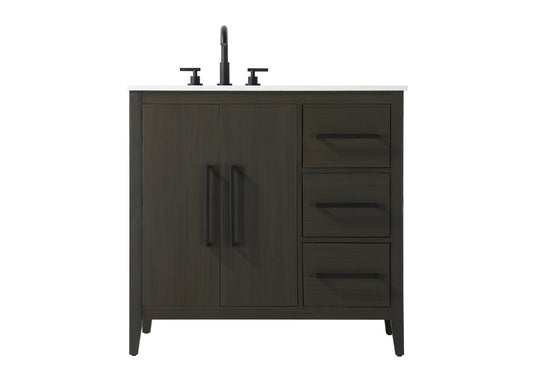 36 Inch Single Bathroom Vanity In Mocha Brown