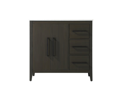 36 Inch Single Bathroom Vanity In Mocha Brown
