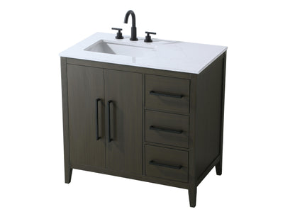 36 Inch Single Bathroom Vanity In Mocha Brown