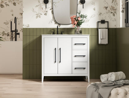 36 Inch Single Bathroom Vanity In White