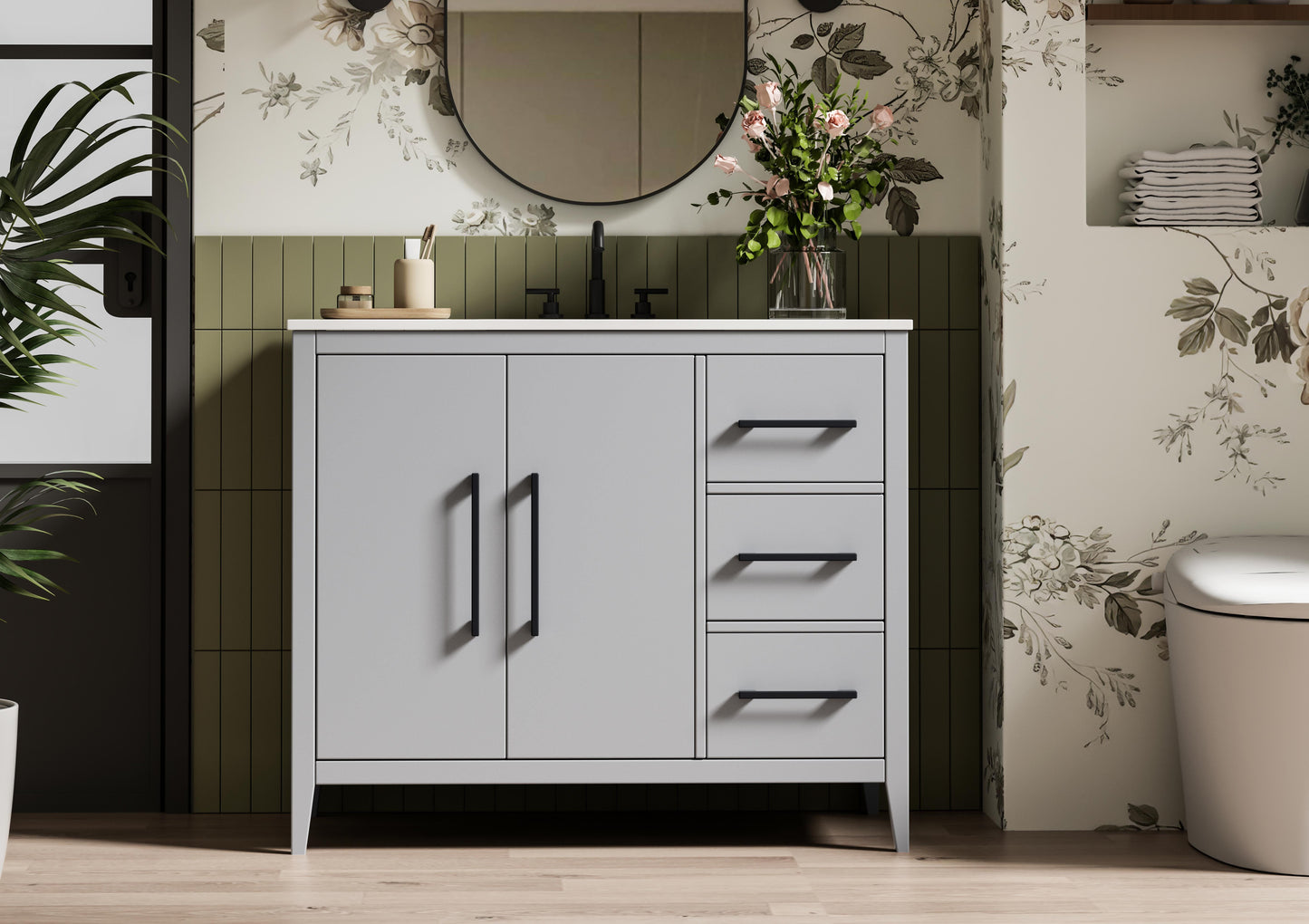 42 Inch Single Bathroom Vanity In Grey