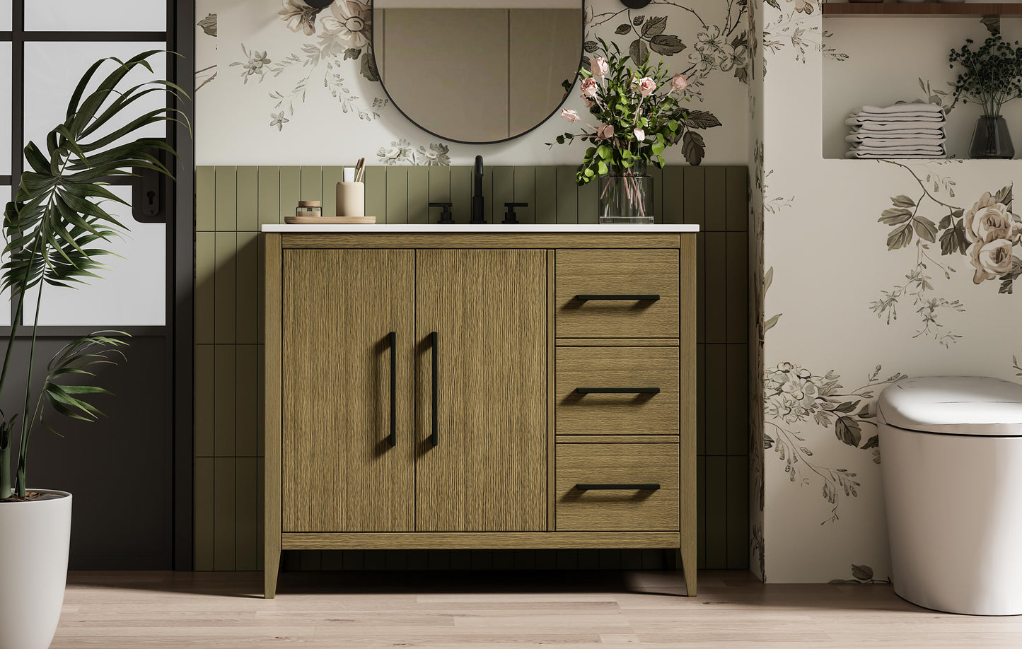 42 Inch Single Bathroom Vanity In Chestnut Brown