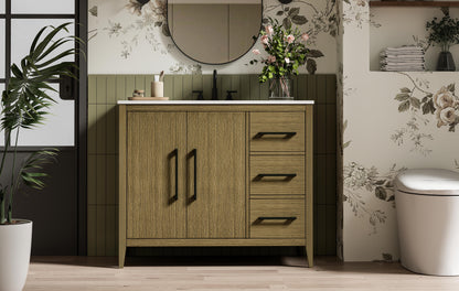 42 Inch Single Bathroom Vanity In Chestnut Brown