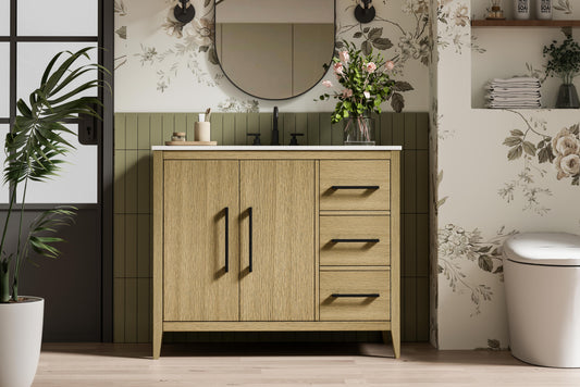 42 Inch Single Bathroom Vanity In  Honey Brown