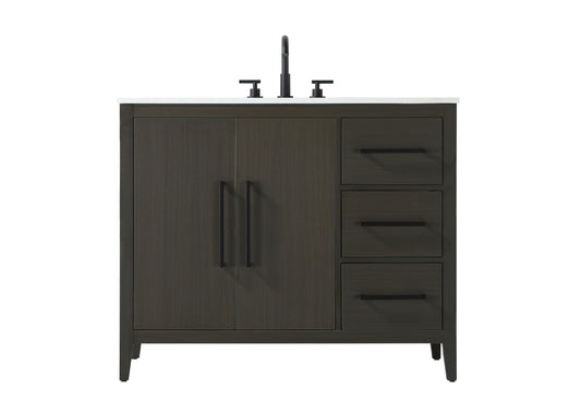 42 Inch Single Bathroom Vanity In Mocha Brown