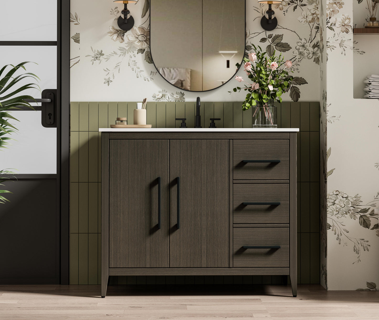 42 Inch Single Bathroom Vanity In Mocha Brown