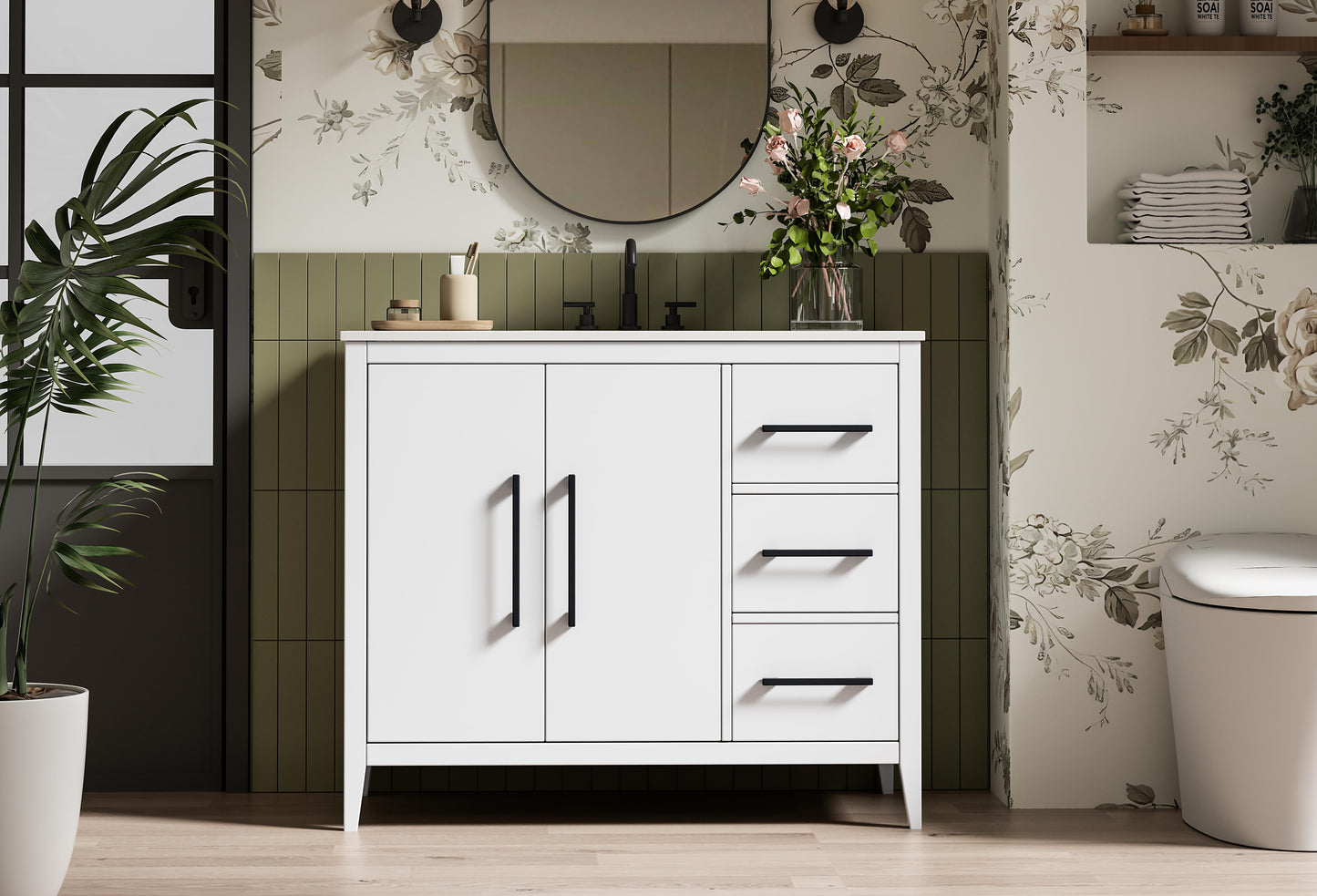 42 Inch Single Bathroom Vanity In White