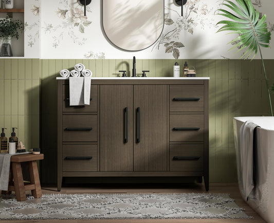 48 Inch Single Bathroom Vanity In Mocha Brown