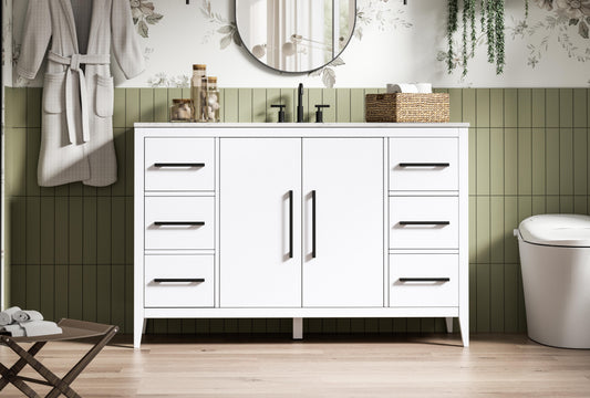 54 Inch Single Bathroom Vanity In White