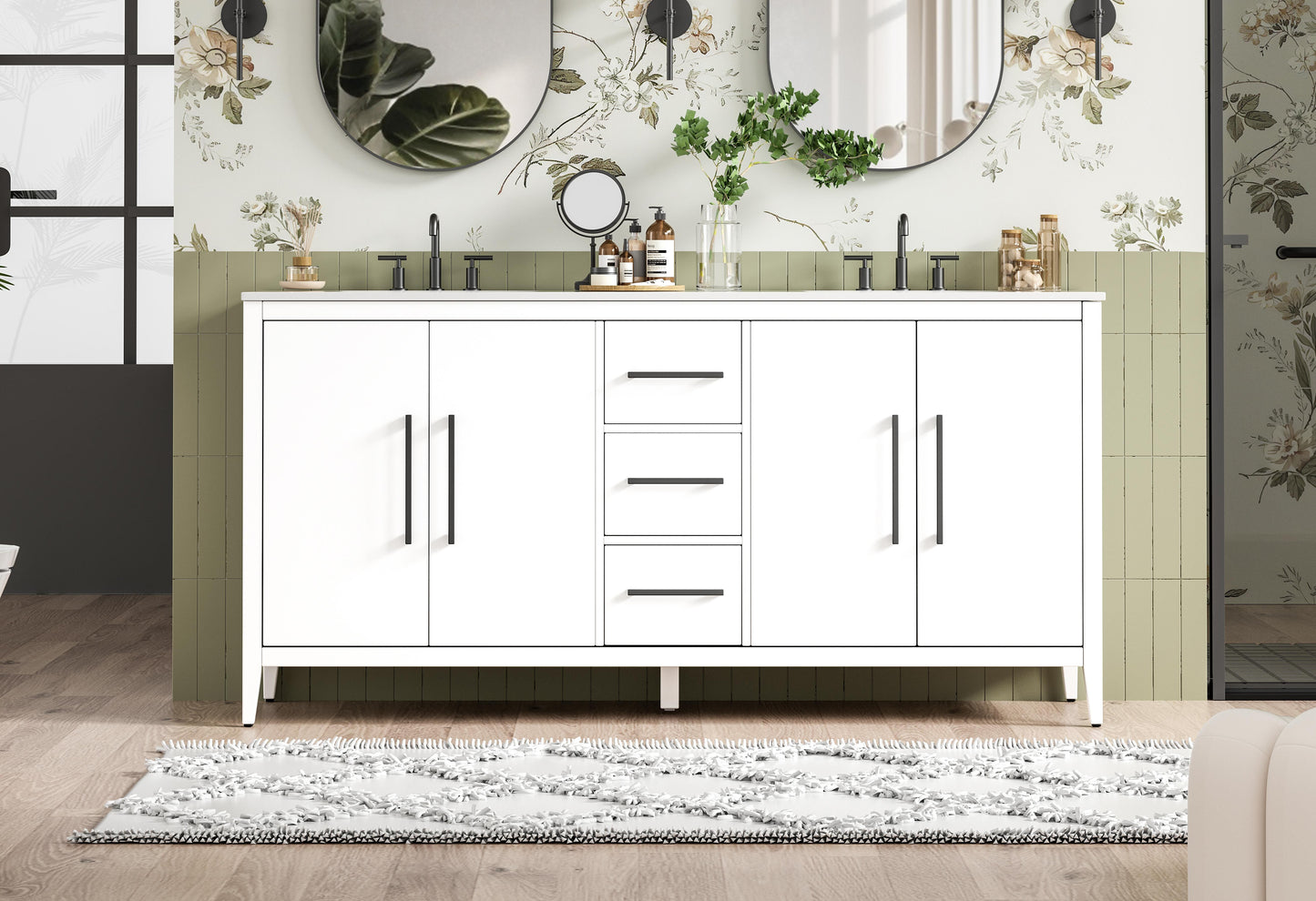 72 Inch Double Bathroom Vanity In White