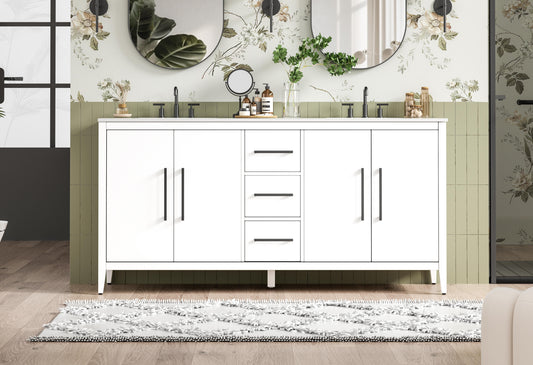 72 Inch Double Bathroom Vanity In White