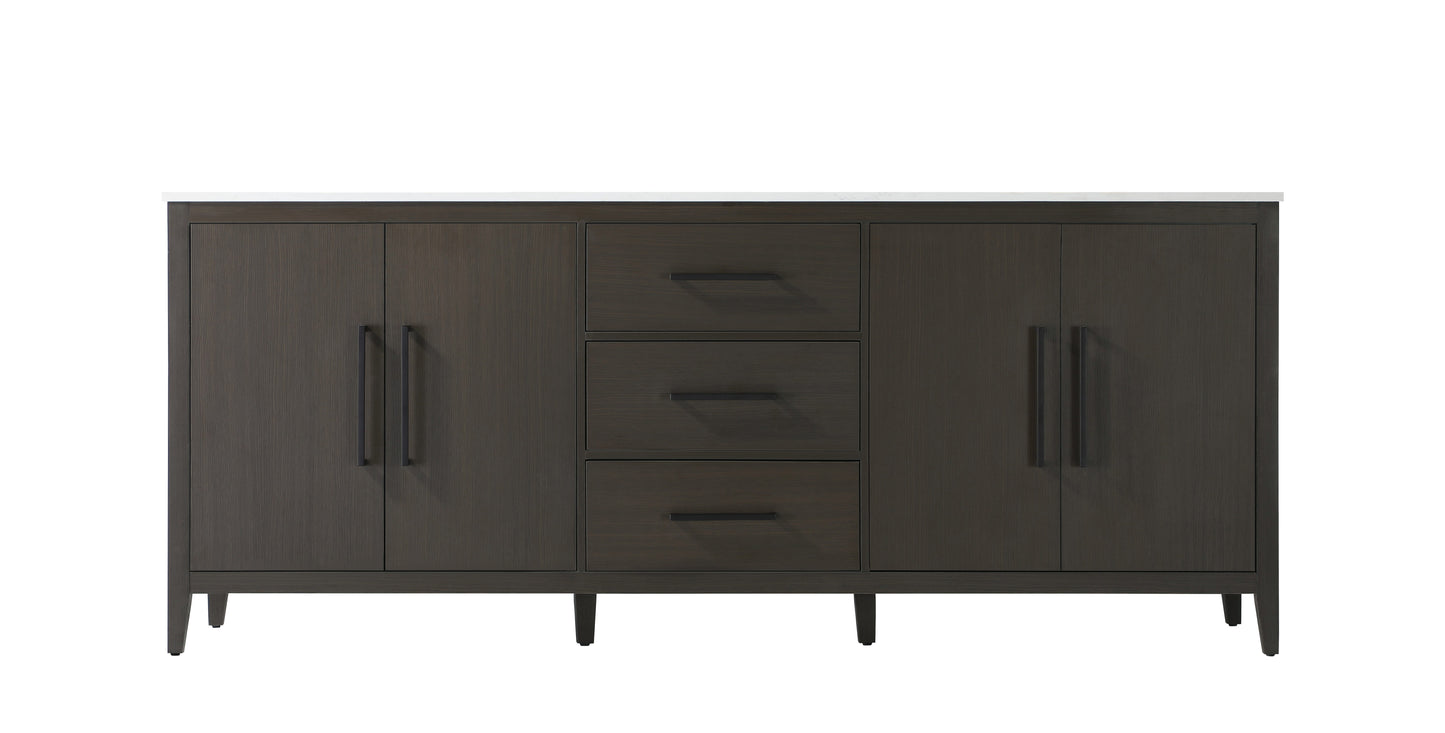 84 Inch Double Bathroom Vanity In Mocha Brown