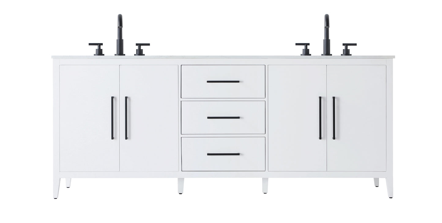 84 Inch Double Bathroom Vanity In White