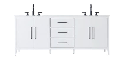 84 Inch Double Bathroom Vanity In White