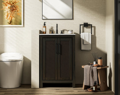 24 Inch Single Bathroom Vanity In  Chocolate Oak