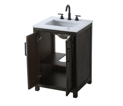 24 Inch Single Bathroom Vanity In  Chocolate Oak