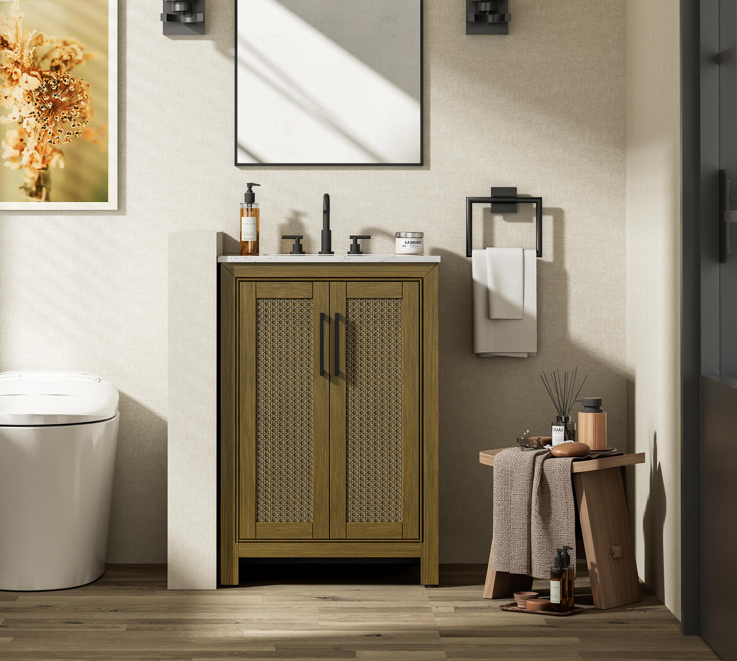 24 Inch Single Bathroom Vanity In Hazel Oak