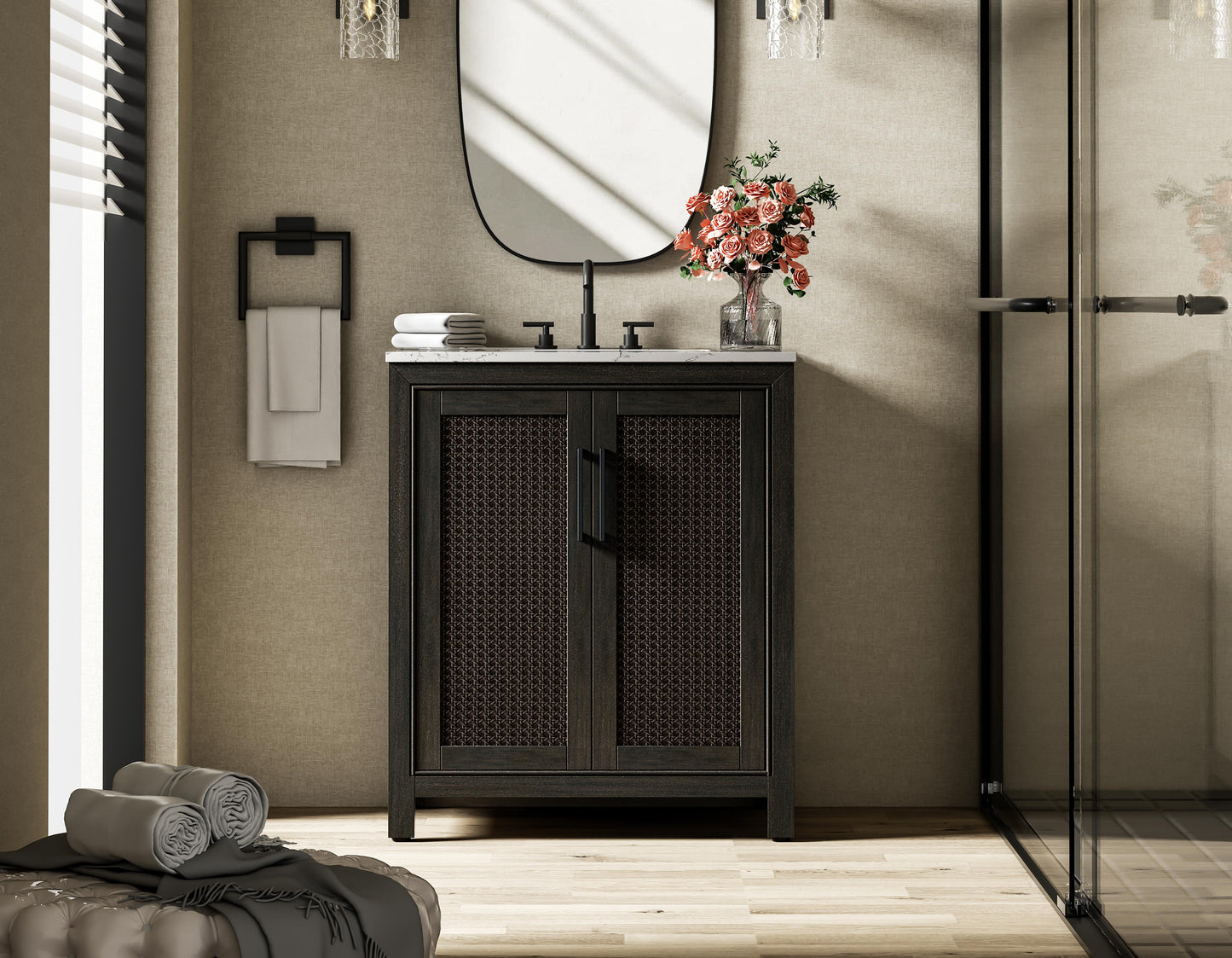 30 Inch Single Bathroom Vanity In  Chocolate Oak
