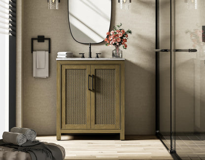 30 Inch Single Bathroom Vanity In Hazel Oak