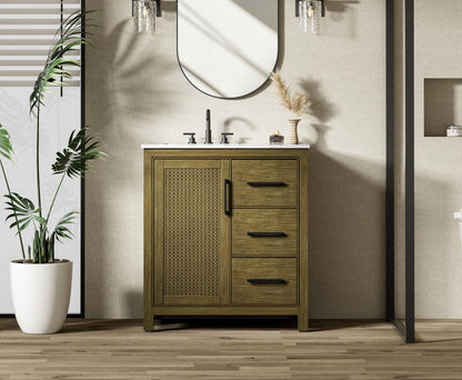 32 Inch Single Bathroom Vanity In Hazel Oak
