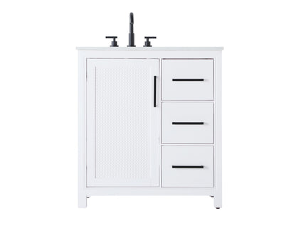 32 Inch Single Bathroom Vanity In White