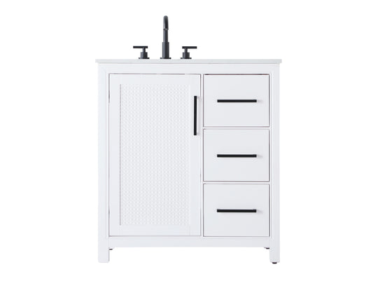 32 Inch Single Bathroom Vanity In White