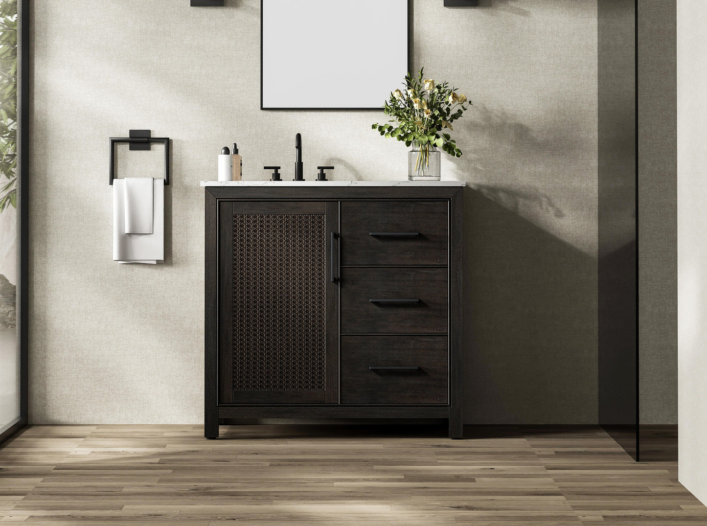 36 Inch Single Bathroom Vanity In  Chocolate Oak