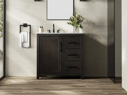 36 Inch Single Bathroom Vanity In  Chocolate Oak