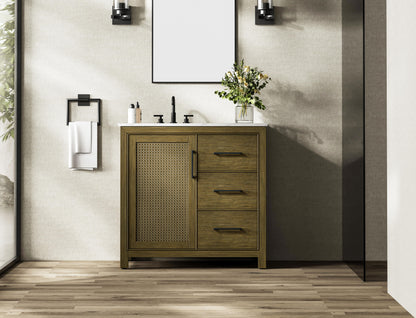 36 Inch Single Bathroom Vanity In Hazel Oak